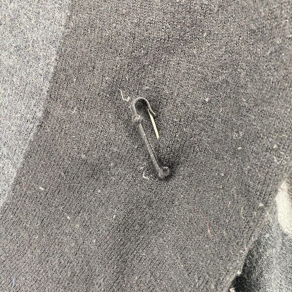 EILEEN FISHER Cardigan S Merino Wool Colorblock Shawl Pin Closure Gray Black - Picture 7 of 12